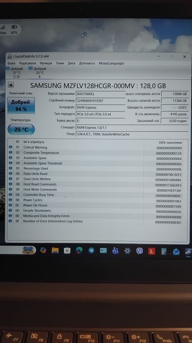 SSD NVME Samsung 8HCGR-000MV MZ-FLV128