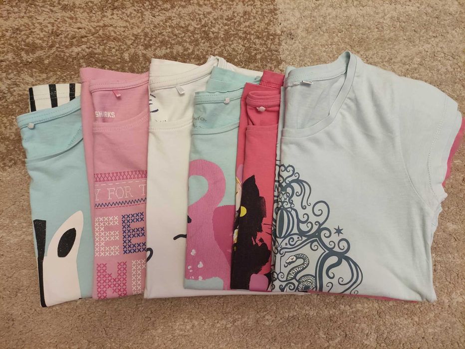 Koszulki z krótkim rękawem dziewczęce 152 6 szt