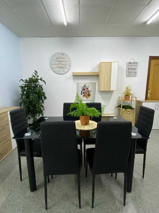 Mesa de jantar em vidro com 6 cadeiras - envió  gratis