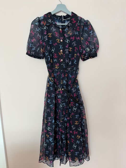 Sukienka CHANEL kolorowa nowa z paskiem s m