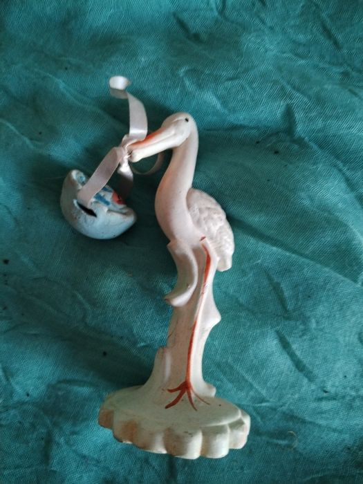 Cegonha decorativa para bolo de batizado