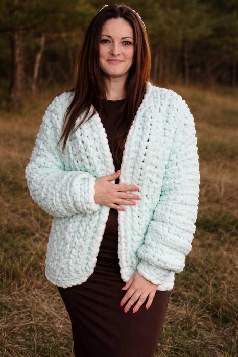 Ręcznie  NOWY kardigan z miękkiej  włóczkiSkandynawski wzór