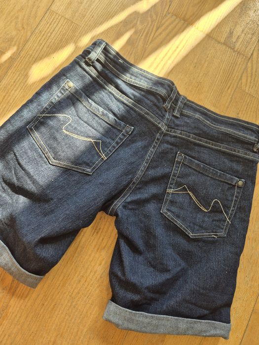 Krótkie spodenki damskie, ciemny jeans,Okay,r.M