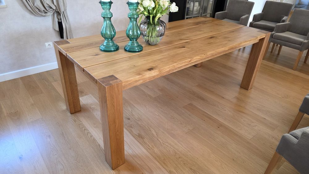 Stół z litego dębu 220x100 cm z dostawkami, piękny