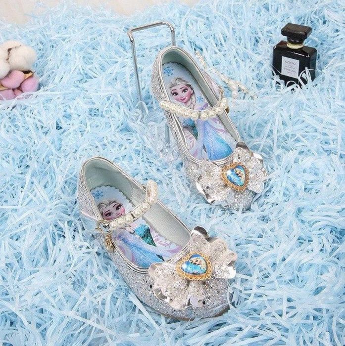 Туфлі принцеси Ельзи на каблуку з перлинами, білі 28 розмір, 18см