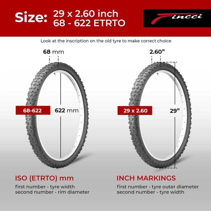 Fincci Para opon rowerowych 29 x 2,6 cala 68-622 Produkcja USA