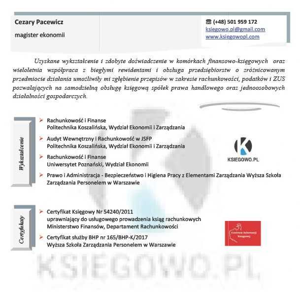 KSIEGOWO.PL / Biuro rachunkowe / usługi księgowe / sprawozdania / wyprowadzanie zaległości