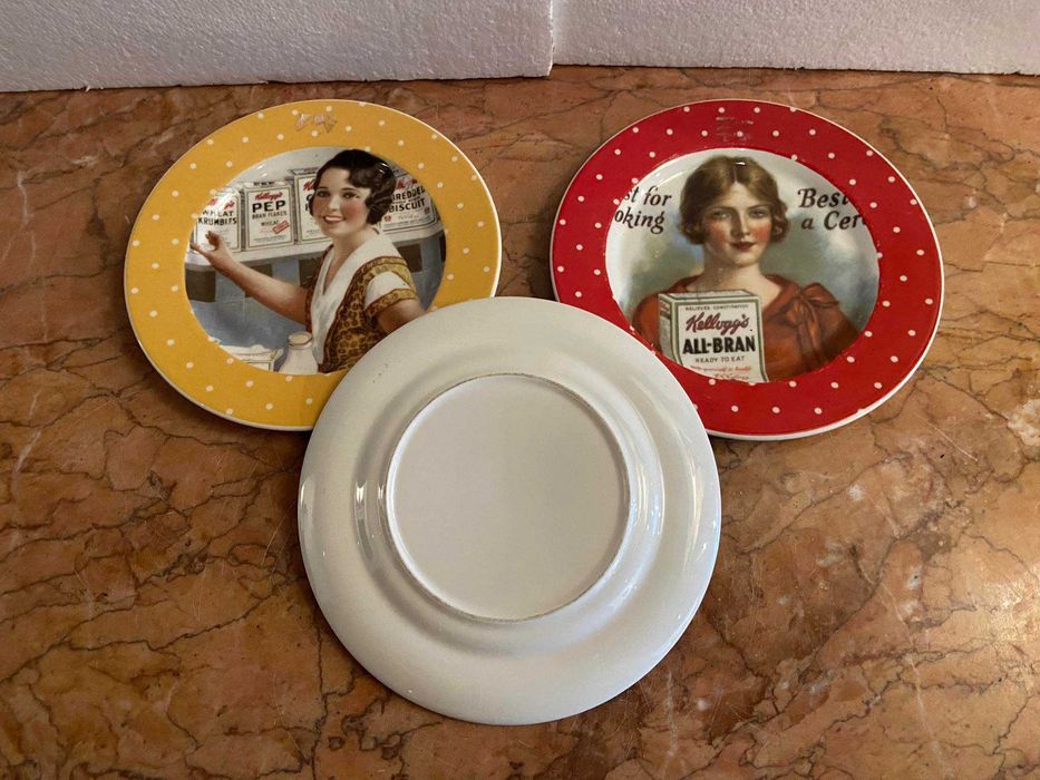 Três pratos brindes de marca americana de alimentação anos 30 Sec. XX