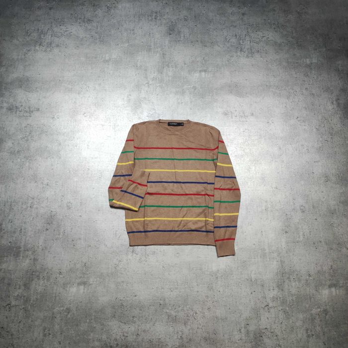 DAMSKI PREMIUM Elegancki Sweterek Sweter Paski Haft LAUREN Ralph Lauren