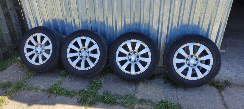 Alufelgi felgi aluminiowe Mercedes 16" 5x112 ET 45,5 opony 2x wielosezon 2x zimowe komplet
