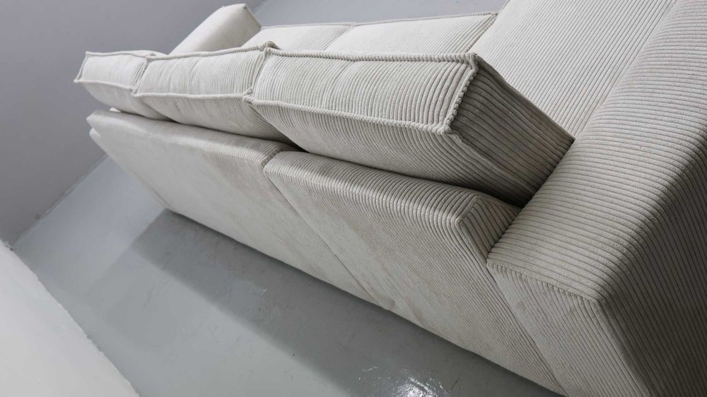 TPB Narożnik kanapa rogówka sofa Poduszki Salon Tkanina Poso jasny beż