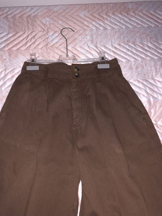 Calças Stradivarius wide leg castanhas