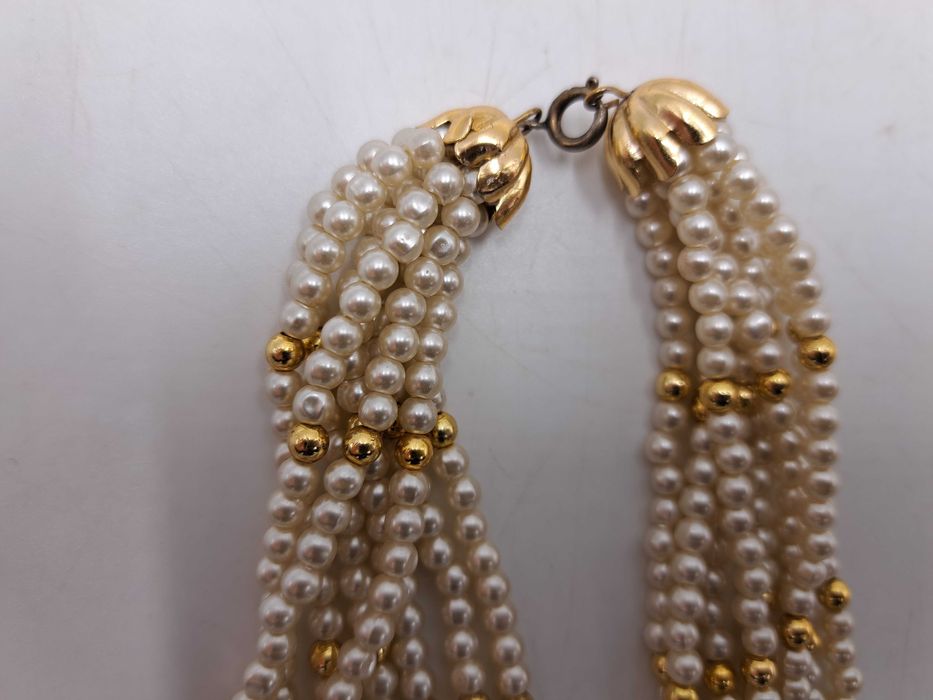 Naszyjnik korale koraliki perły perełki sznur złote perłowe