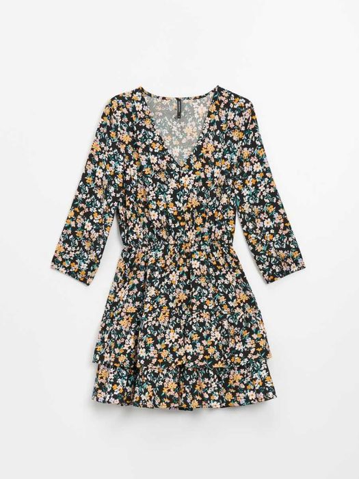 SUPER stan sukienka House XS kwiaty i falbana