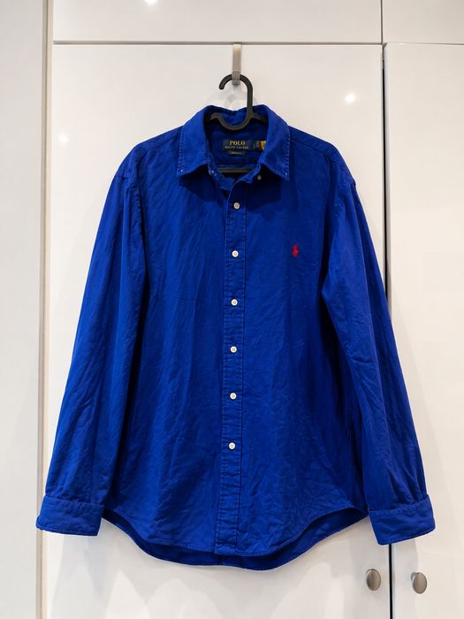Polo Ralph Lauren koszula chabrowa kobaltowa niebieska Custom Fit L