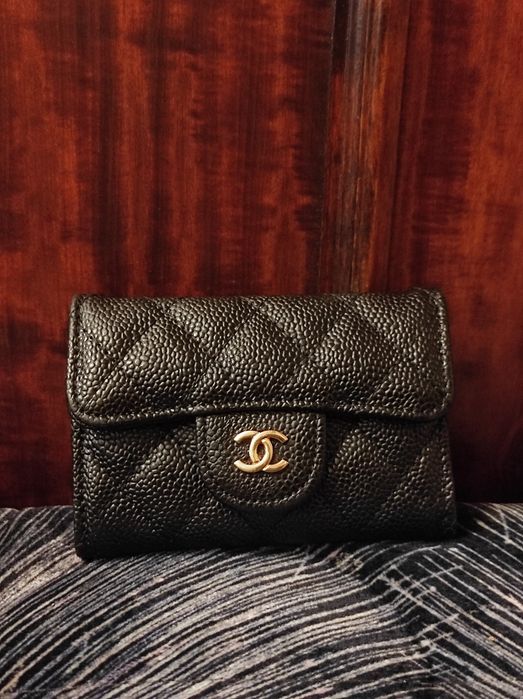Гаманець Chanel Шанель стьобаний чорний портмоне премиум качество