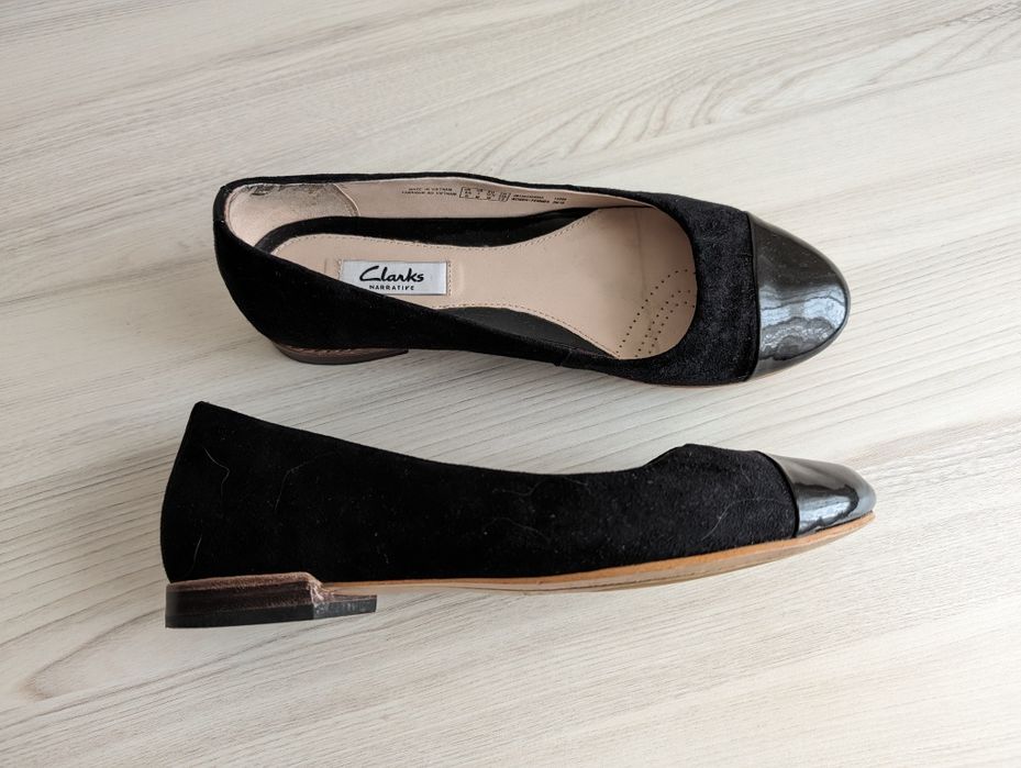Clarks Black Flat Ballets балетки велюрові,різні