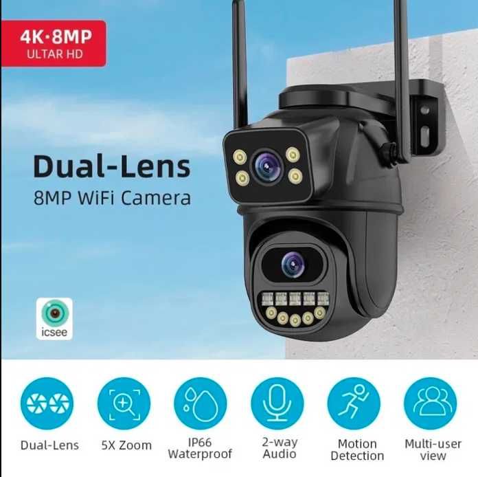Распродажа! 8мр IcSee ​​Уличная WiFi Камера Видеонаблюдения Поворотная