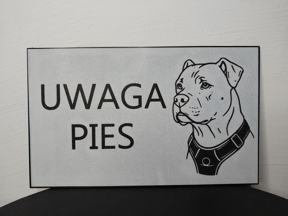 UWAGA PIES tabliczka na bramę druk 3D