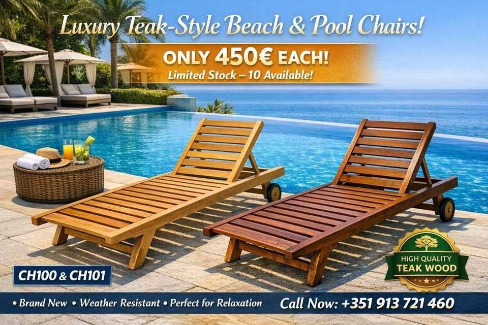 Espreguiçadeiras de Luxo em Madeira de Teca (Novas)