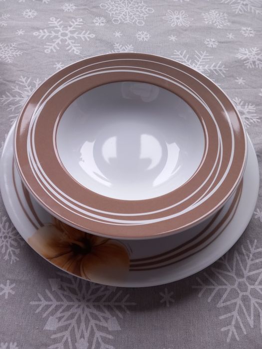 Komplet porcelanowych talerzy obiadowych 14 szt