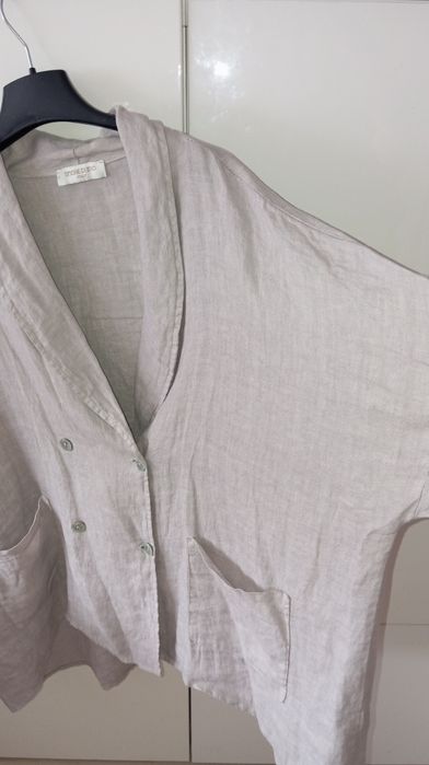 Włoski lniany garnitur  len oversize 46-48