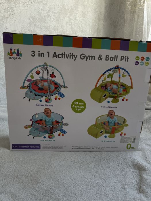 Навчальний килимок манеж з м'ячами 3 в 1. 0+