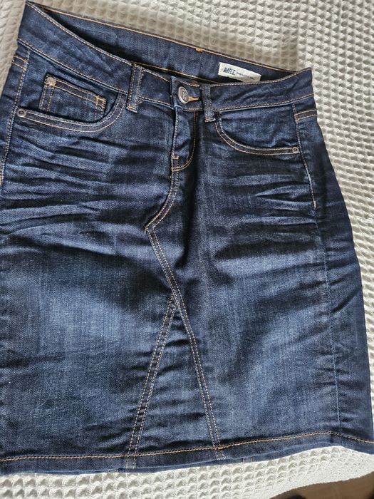 Spódnica jeans ciemny granat bawełna S