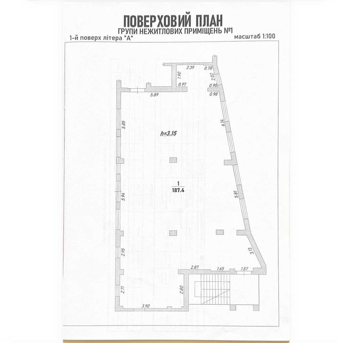 Оренда фасадного приміщення 187 м² .3 входи. Вітрини. Парковка .Базовий  ремонт під орендаря