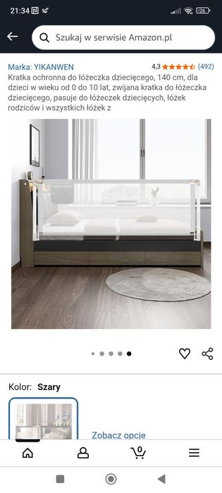 Barierka ochronna na łóżko