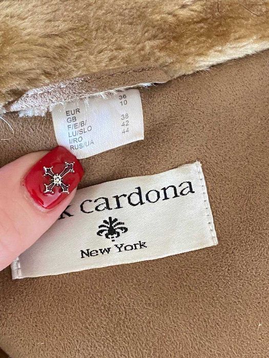 Тепла бежева дублянка штучна, вінтажне пальто, хутро, y2k,