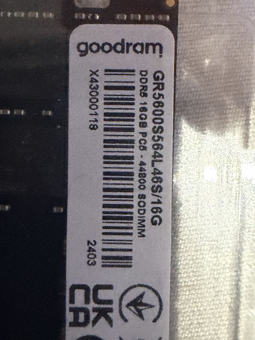 Pamięć RAM goodram DDR5 32GB (2x16) 5600 MHz CL46 SODIMM SR
