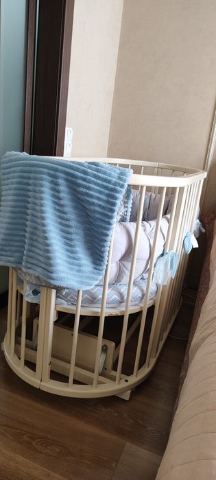 Дитяче овальне ліжечко-трансформер 7в1 Ovalbed  + бортики та постіль