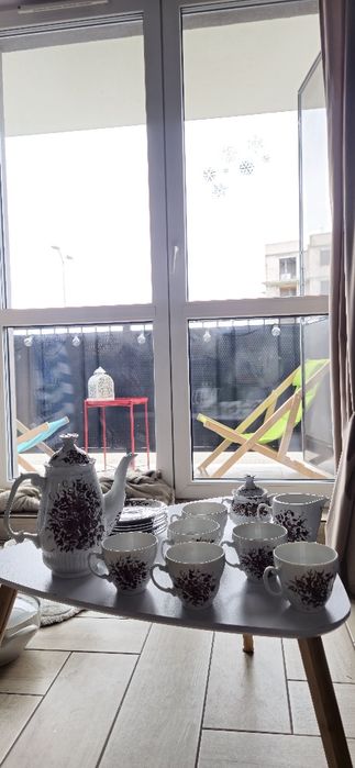 # PIĘKNY # zestaw kawowy delikatny PORCELANA serwis dzbanek
