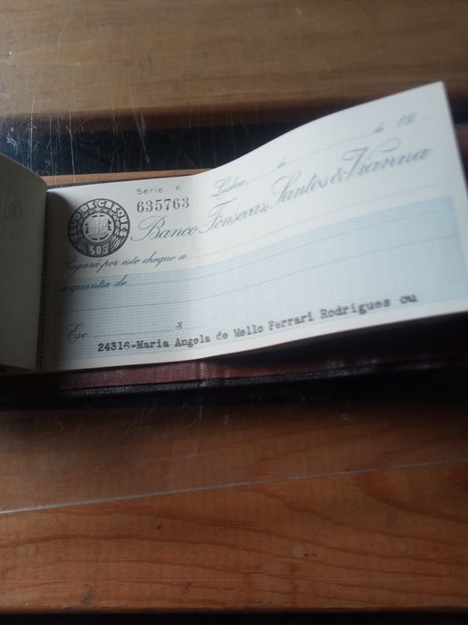 Caderneta cheques! Banco Fonsecas , Santos e Vianna! Anos 65!