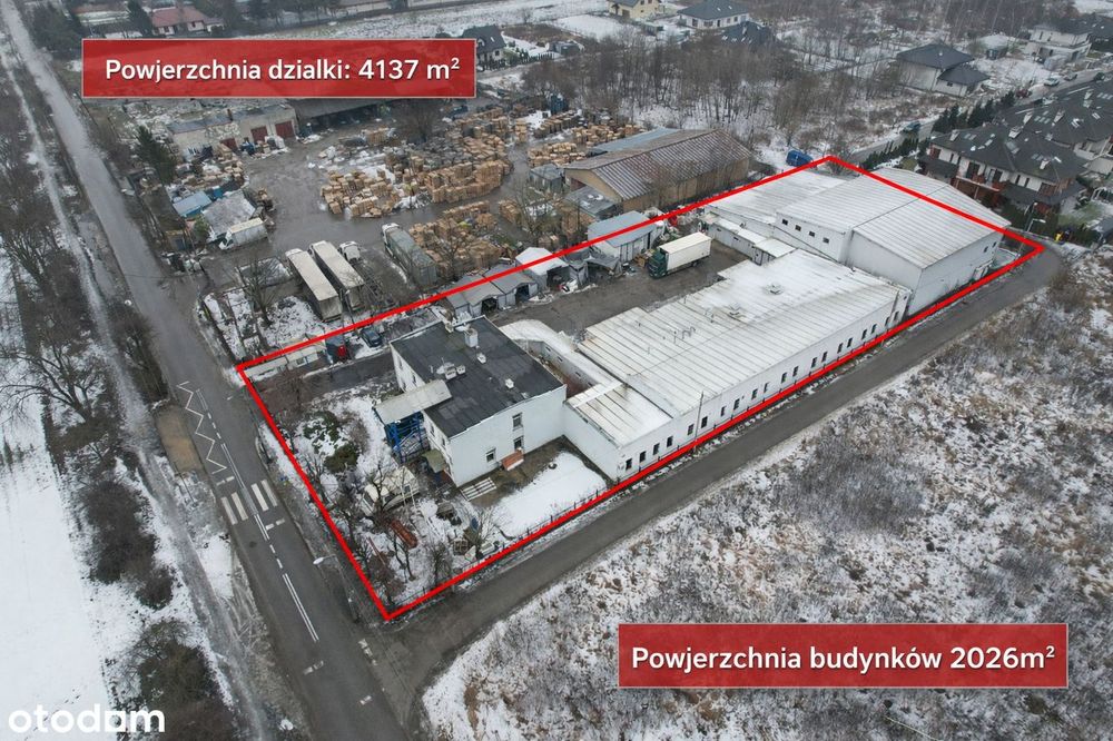 Magazyn , hala produkcyjna , biura. Działka 4137m² + Budynki  2026m²
