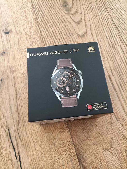 Huawei Watch GT 3 Classic 46mm - Bracelete Pele Castanha + Caixa