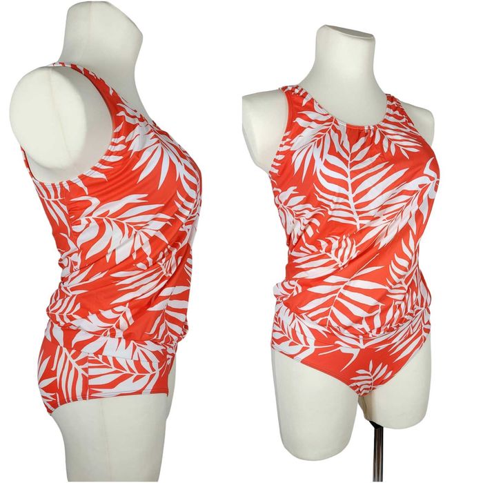 Nowy strój kostium kąpielowy 42,XL tankini majtki komplet wzór liście