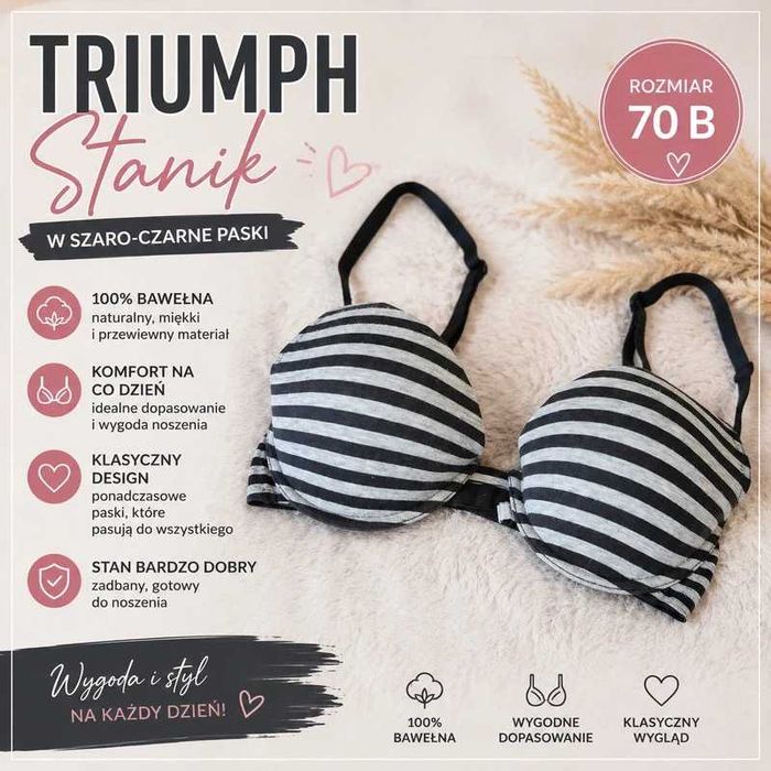 Stanik w paski Triumph/ 70B/bawełna