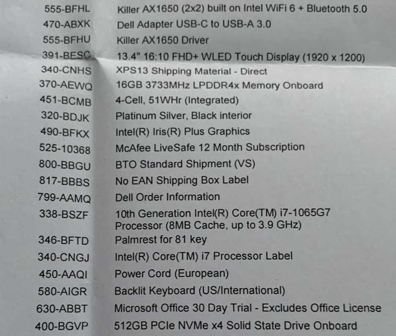 Laptop Dell XPS 13 7390, 2in1 i7, 16GB, 512GB