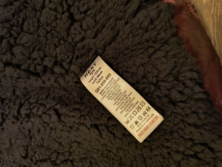 NOWA ciepła zimowa kurtka NEXT bordowa rozm. 122