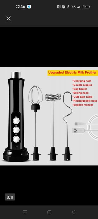 USB Spieniacz do mleka Trzepaczka do jajek Mikser Blender czarny