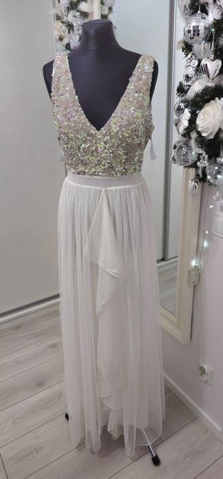 Długa suknia cekiny tiul 38 sistaglam