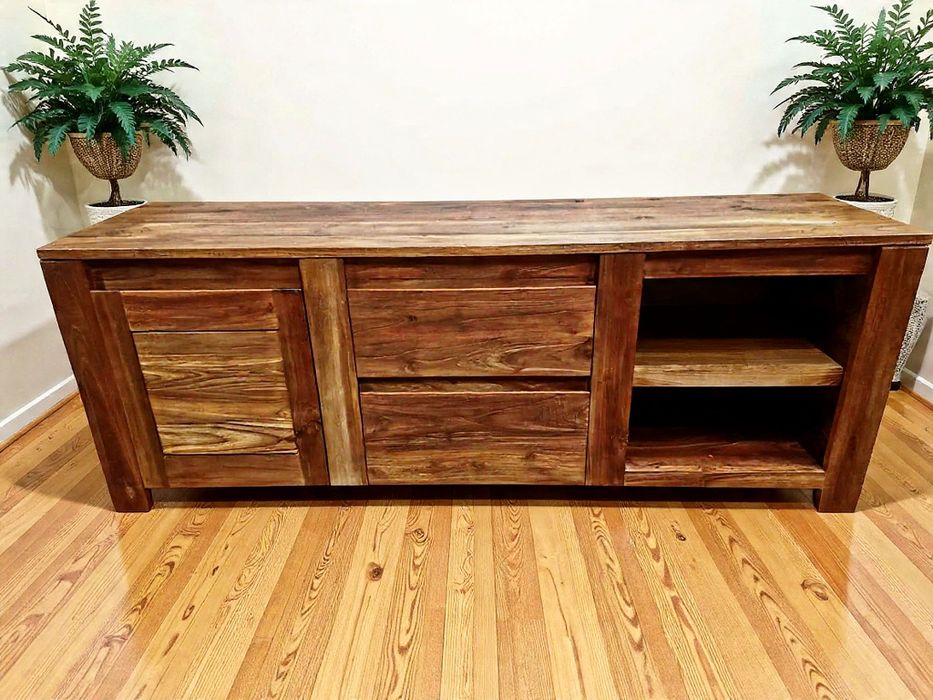 Komoda pod telewizor, szafka RTV, drewno naturalne 170 cm