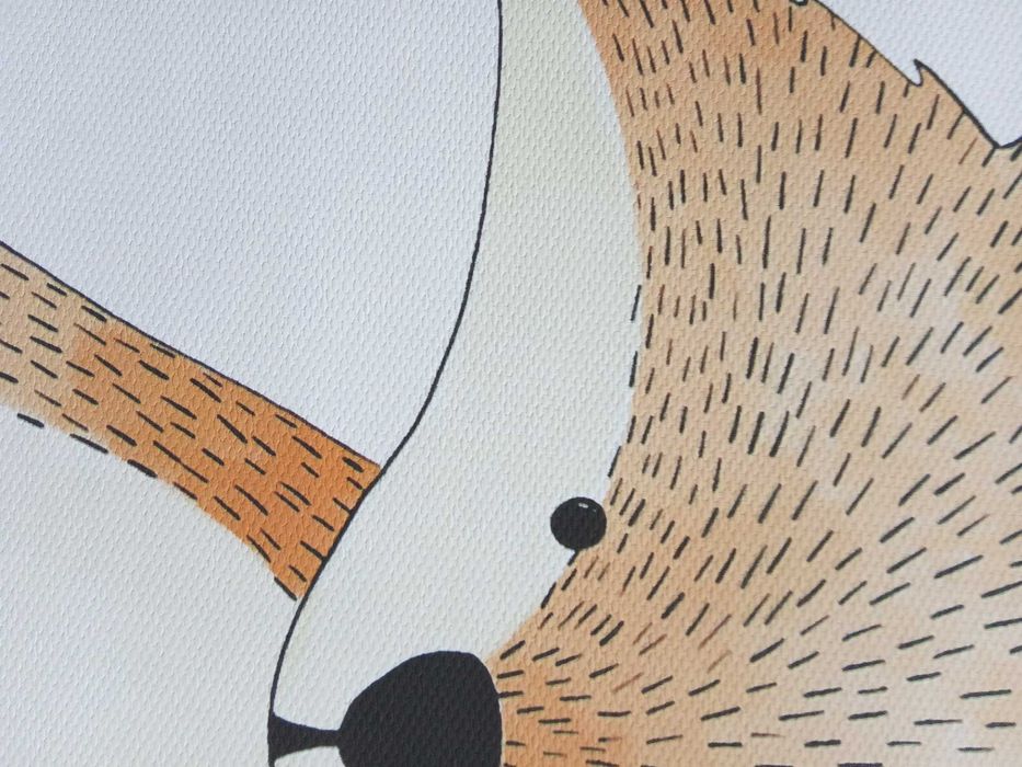 Obrazek do ramki na tkaninie kot lew lis dla dziecka