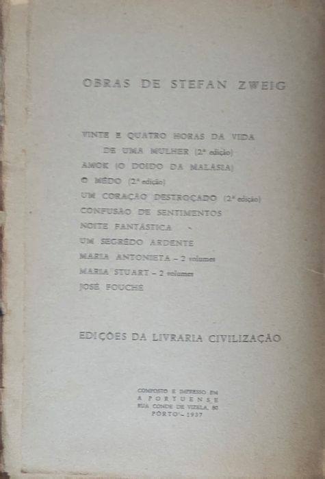 Livro - O Mêdo - Stefan Zweig - Ref: SD