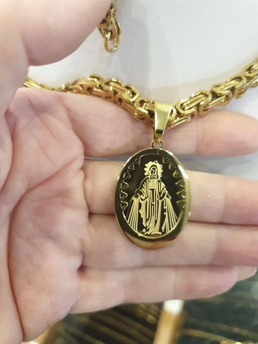 Komplet męski łańcuszek bransoletka I medalik stal  60 cm