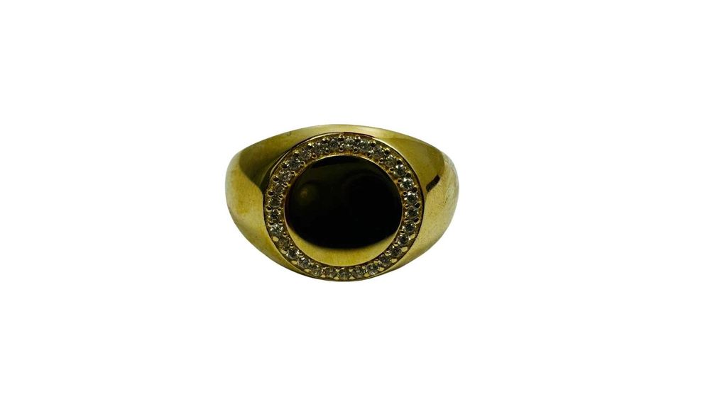 złoty sygnet cyrkonie próba 585 4,59g rozmiar 23 stan 10/10