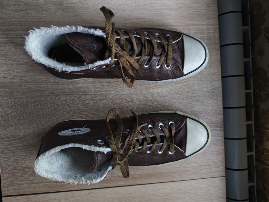 Высокие утепленные кеды Converse Chuck Taylor (кожа)
