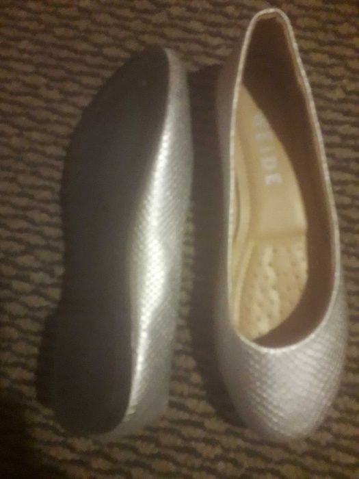 Baleriny damskie srebrne weideide